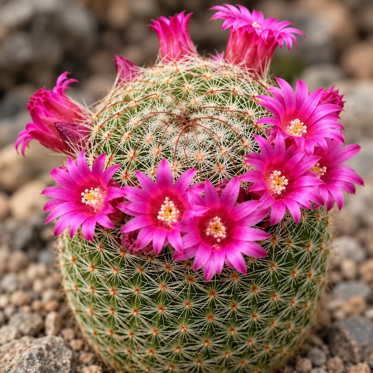 Mammillaria matudae - Columnar cactus with pink flowers