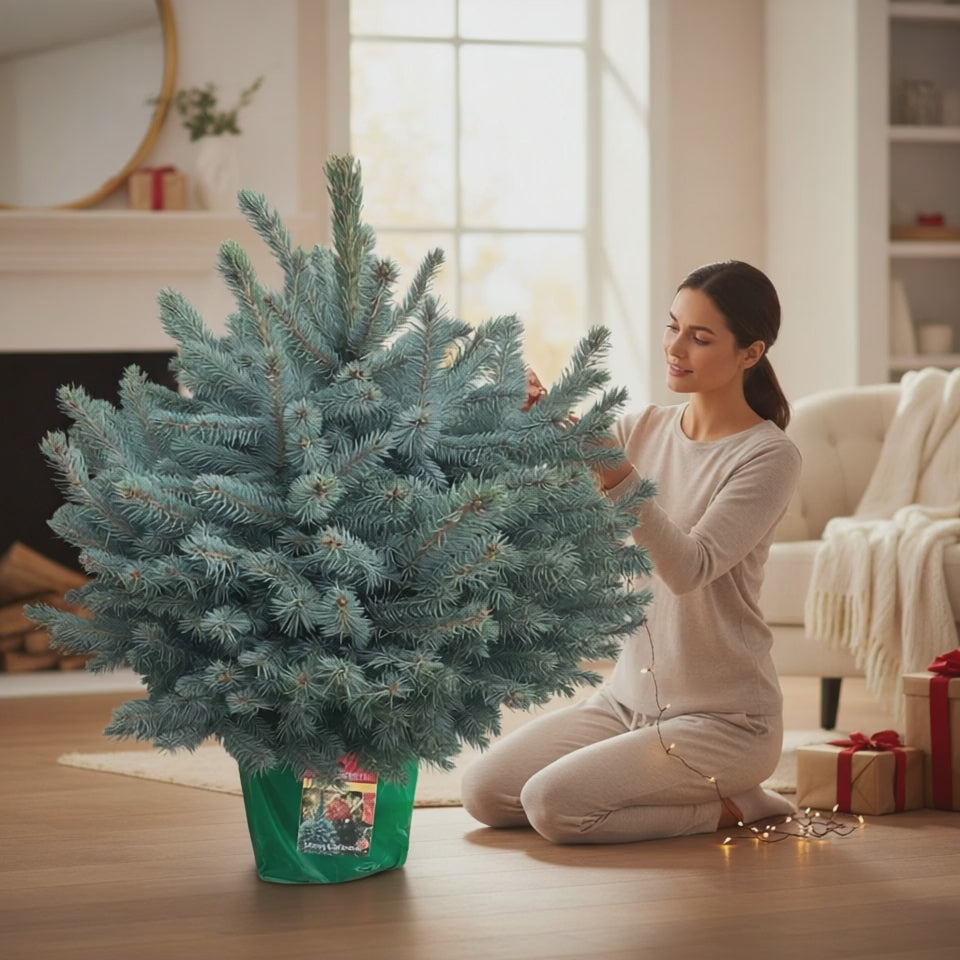 Brad argintiu in ghiveci XXL - Picea pungens 'Super Blue' 80-90 cm