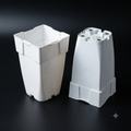 Ghiveci plastic patrat gri/alb D11 cm H19