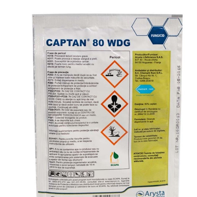 Captan 80 WDG - fungicid de contact, multispecific, cicatrizant